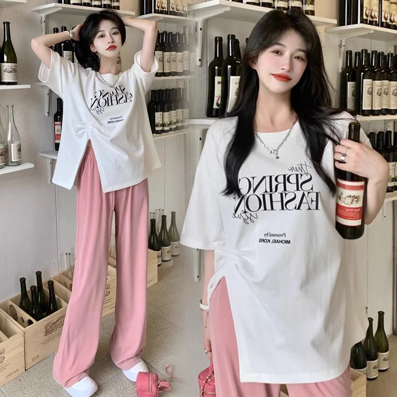 孕妇装夏装时尚套装2025新款宽松上衣夏季薄款短袖T恤显瘦两件套