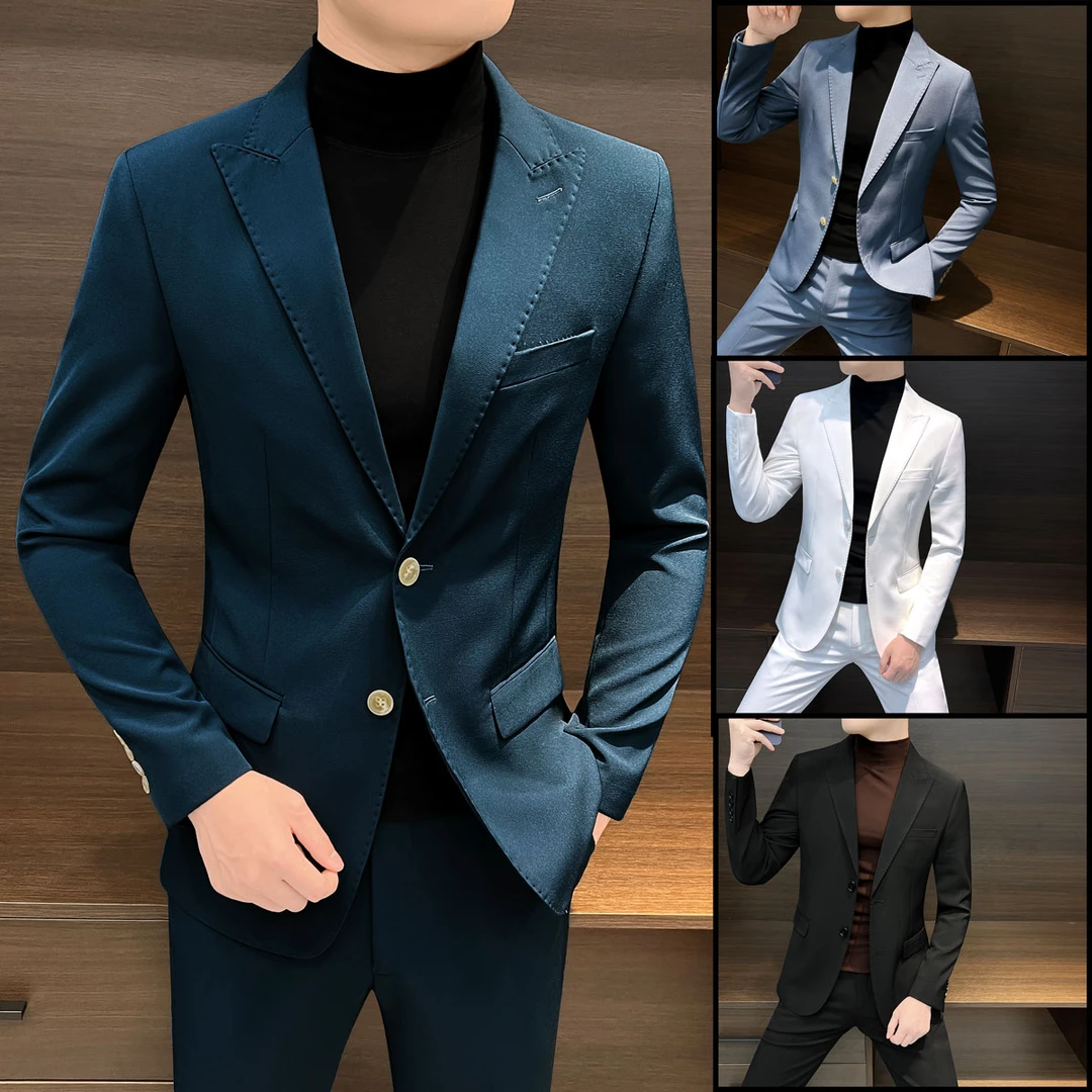 休闲西装外套男款爆款2025新款英伦雅痞风格男装秋冬款修身小西服
