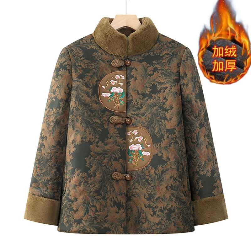 奶奶冬装外套女中老年人棉服妈妈棉袄加绒加厚老人老太太秋冬衣服