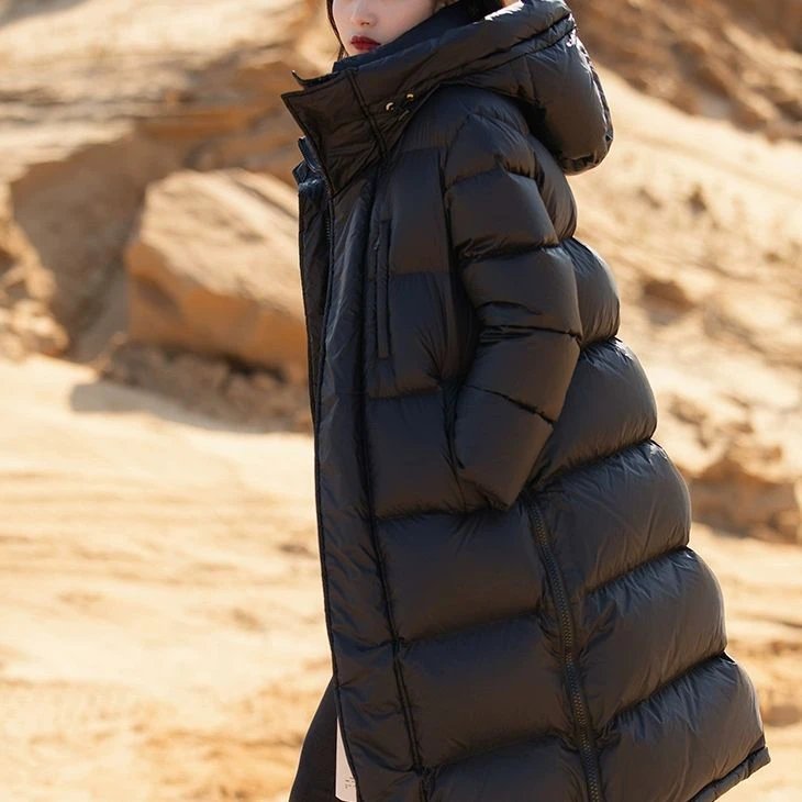 【玲姐】羽物95鸭绒长款羽绒服女加厚抗寒黑色时尚男女同款VL2183