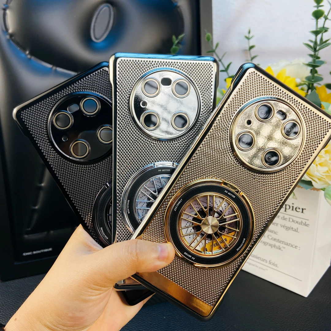 解压陀螺支架适用华为Mate40pro电镀网格散热壳自带镜头膜防摔