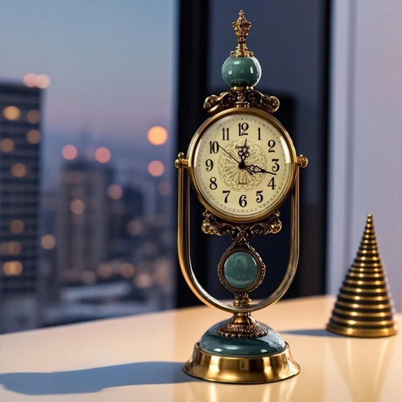 美式座钟摆件客厅轻奢摆台式钟表桌面时钟欧式复古装饰坐钟古典钟
