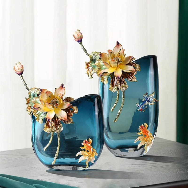 珐琅彩琉璃装饰花瓶摆件轻奢高级感客厅饰品玄关桌面乔迁结婚礼品