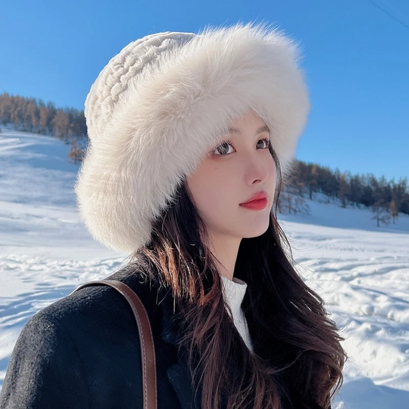 时尚高品质软糯毛绒盆帽女冬季加厚防寒保暖韩版时尚显脸小渔夫帽