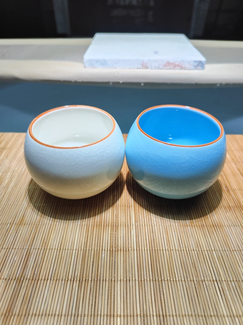 【闪购商品】白蓝龙蛋对杯A（无礼盒）高端茶器陶瓷主人杯