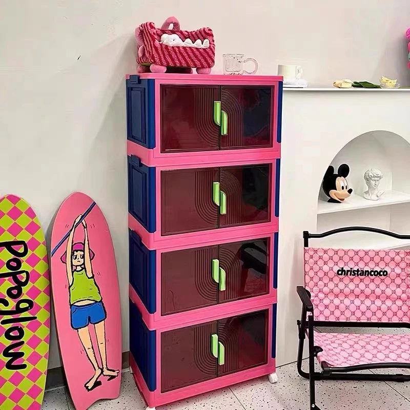 多巴胺折叠收纳柜多层双开门储物柜收纳箱