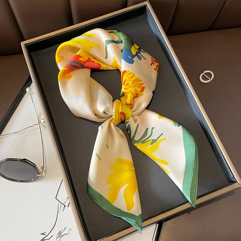 【蒸蒸日上】时尚气质百搭丽锦缎披肩小方巾70*70（A-129）