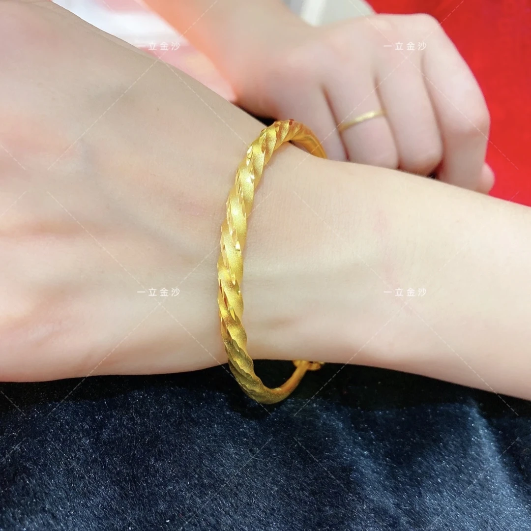 铜合金手镯 麻花推拉手镯铜手镯正品光面时尚可调节首饰饰品镯子