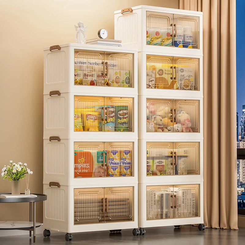 面宽55cm免安装折叠柜加厚加宽款家用双开门收纳柜零食玩具整理柜