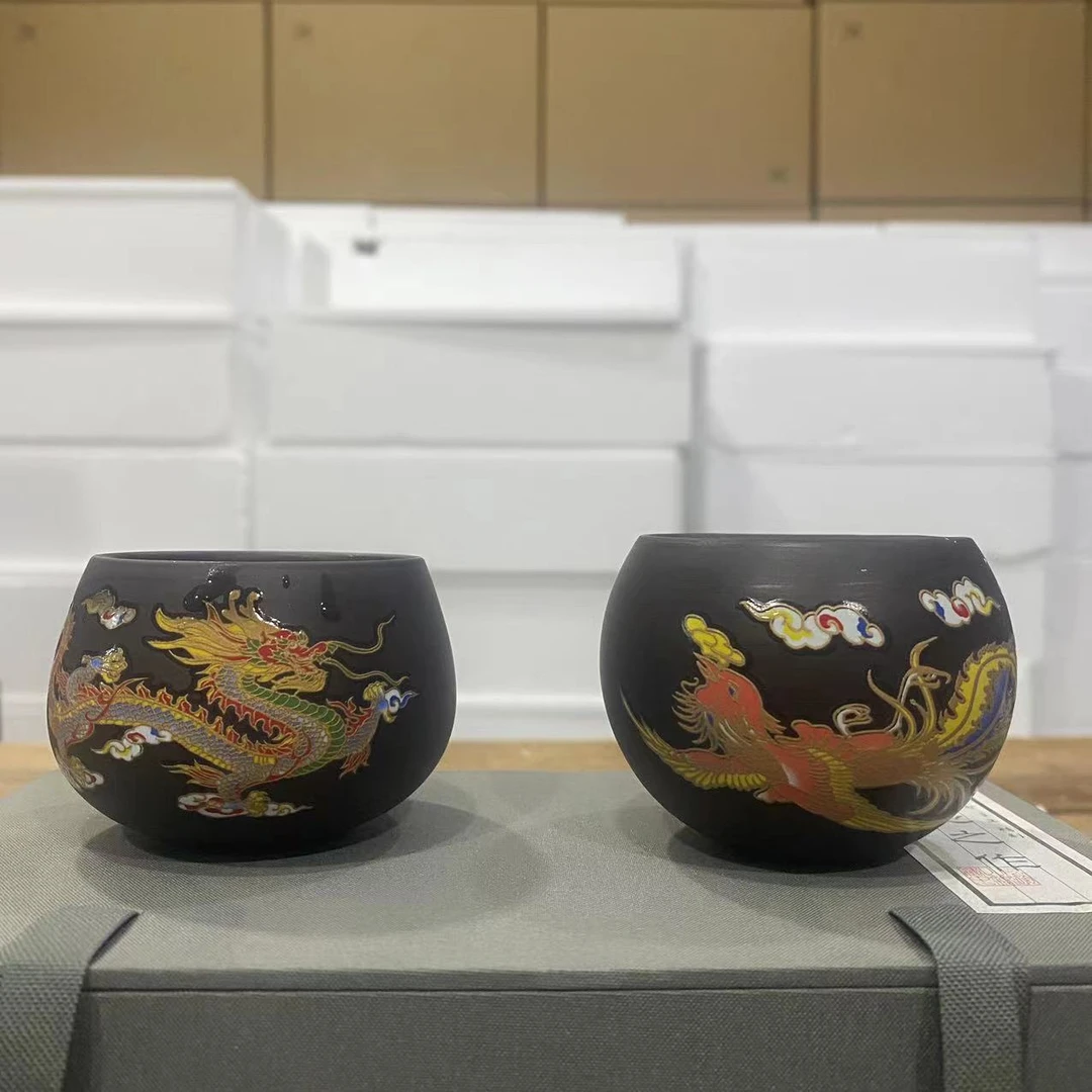 【闪购链接】紫砂变色龙凤对杯主人杯品茗杯龙凤罗汉杯不带礼盒