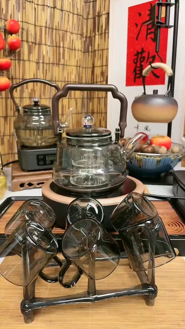 【闪购商品】高硼硅星辰壶+真茗堂1500W黑色+杯子+架子