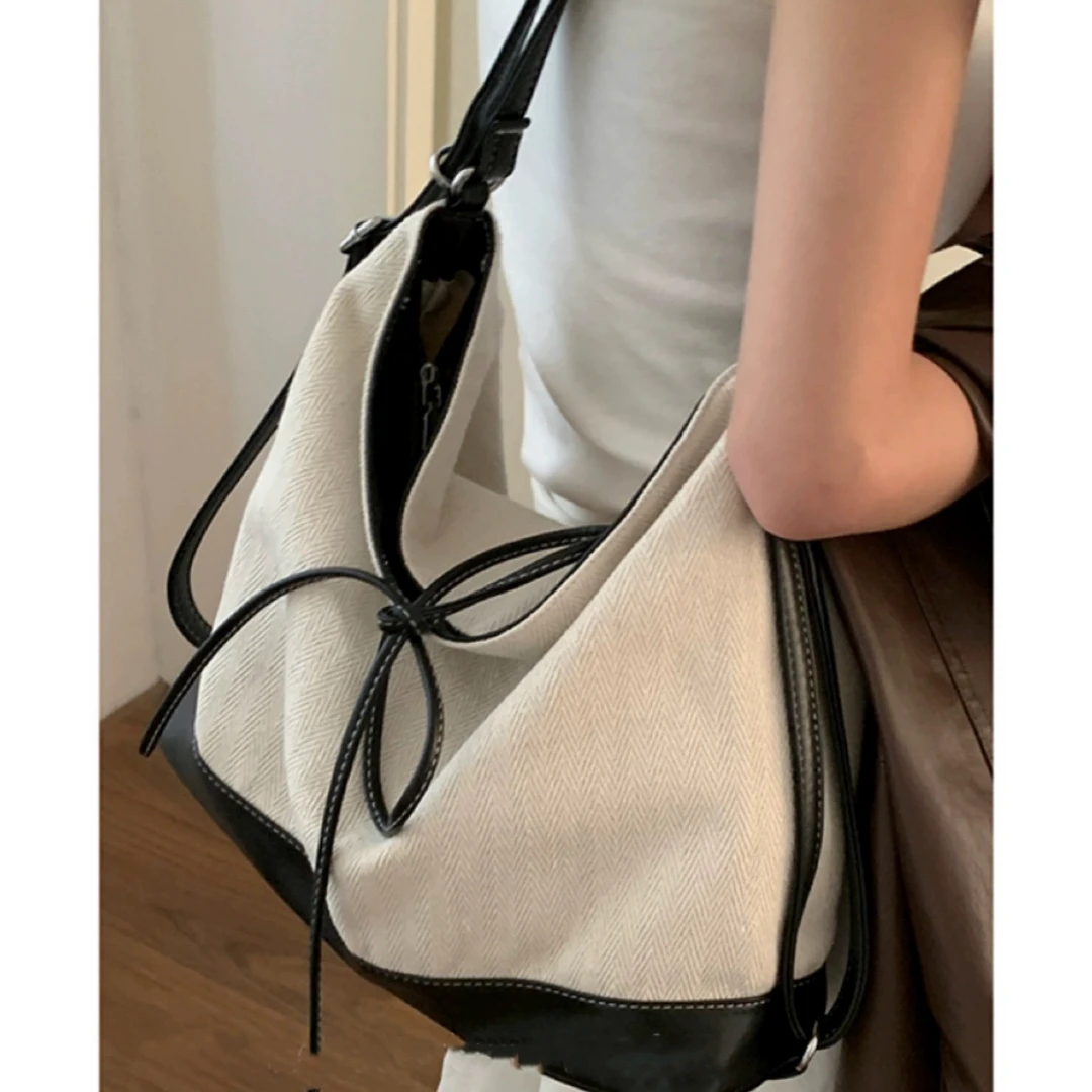 韩国小众帆布托特包女2024新款通勤时尚手提包百搭单肩斜挎双肩包