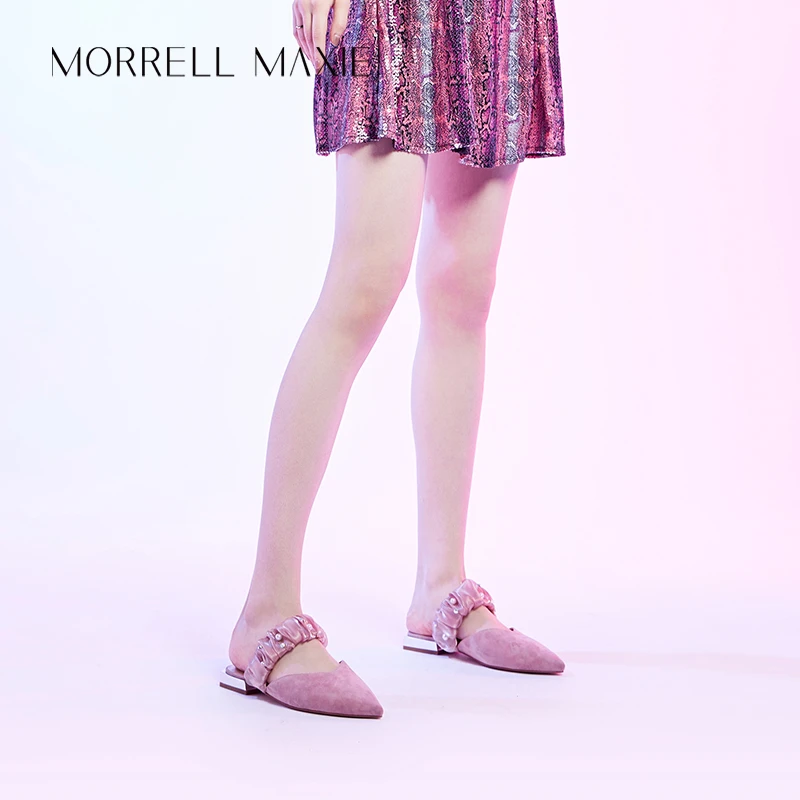 Morrell Maxie褶皱网珍珠彩钻甜美精致穆勒拖穆勒拖MW232035PKHA