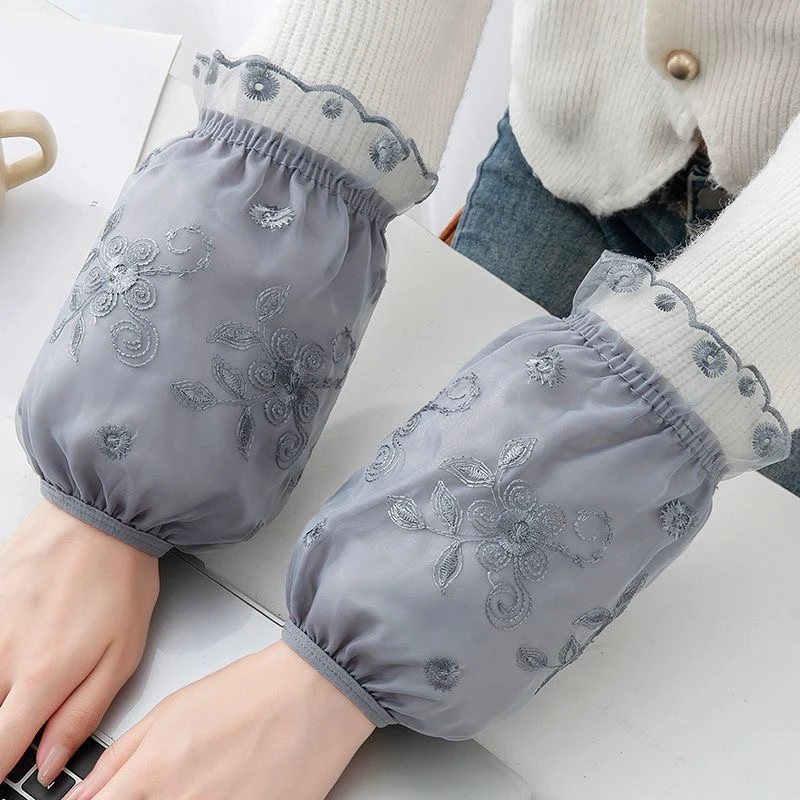 袖套女款秋冬双层蕾丝羽绒服袖口防脏专用袖套时尚洋气家务工作