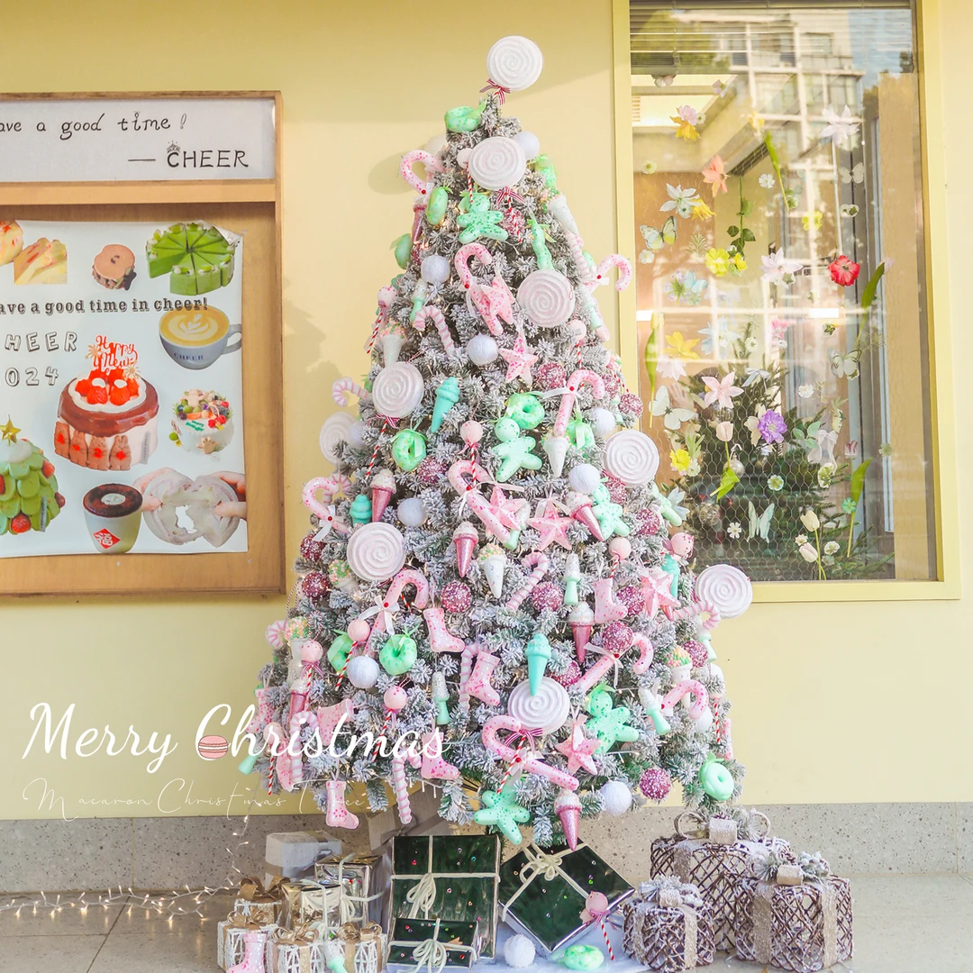 圣诞树少女粉色2024新款圣诞节装饰加密树家用客厅白色christmas
