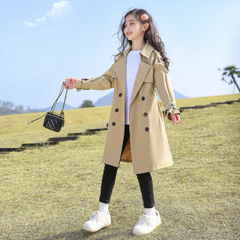 女童风衣外套春秋2025新款中长款上衣中大儿童女孩英伦风春装大衣