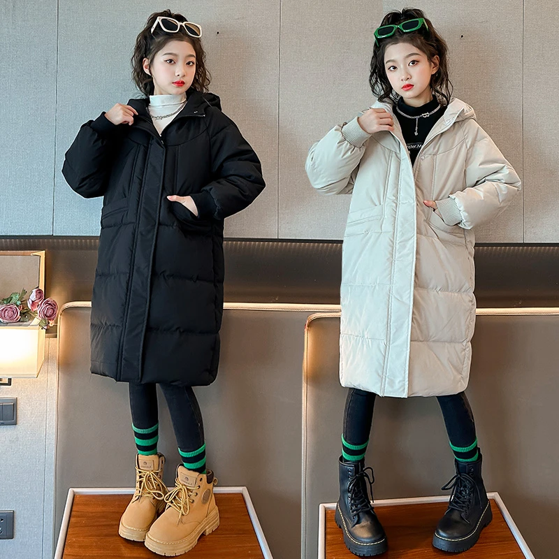 女童棉衣2025新款冬季儿童中长款洋气加厚外套小女孩冬装羽绒棉服