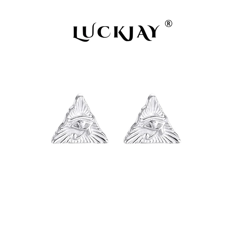 LUCKJAY 925银耳饰 原创设计荷鲁斯之眼耳钉男嘻哈女个性简约耳饰