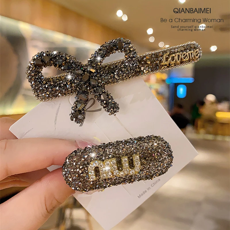 法式高级感发夹水钻蝴蝶侧边夹2023新款潮轻奢百