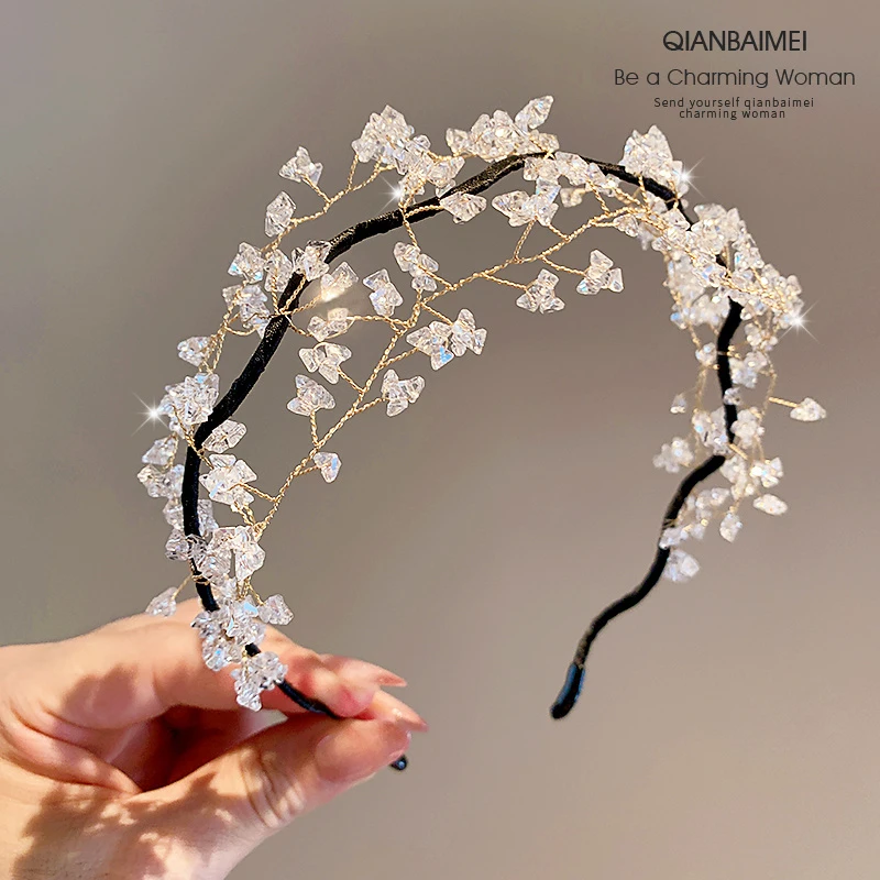 时尚网状水晶发箍女款压发洗脸头箍精致显气质发捆碎发夹头饰发卡