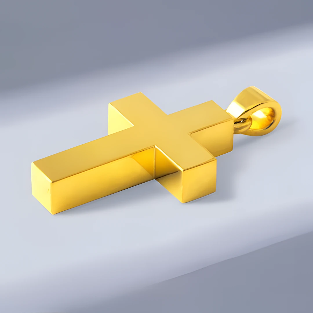 铜合金吊坠 十字架吊坠金色实心项链挂坠女小众设计高级感时尚