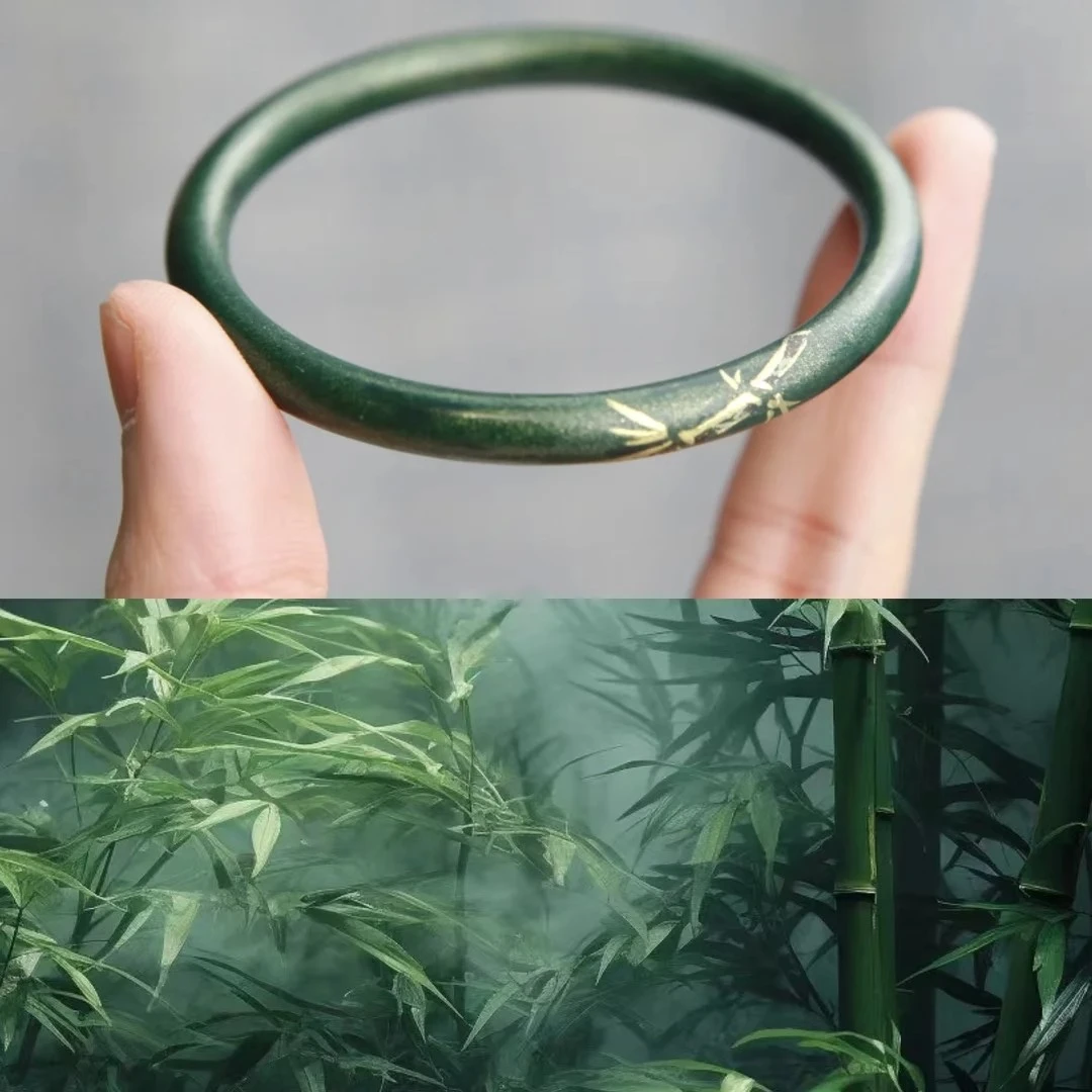 铜合金手镯 国风新中式漆艺浮光竹影手镯女非遗古典民族风叮当镯
