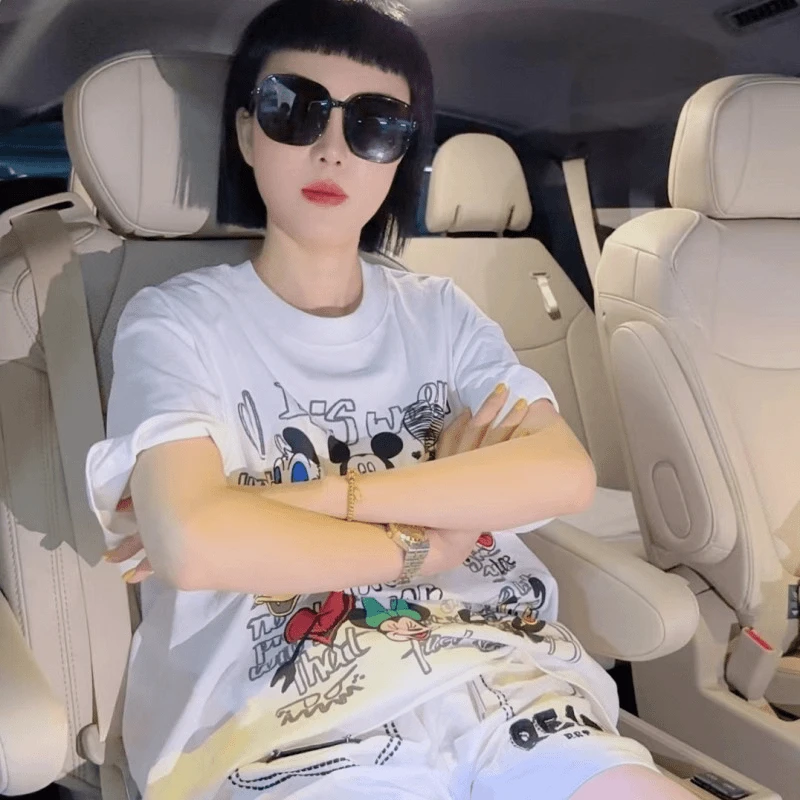 新款很多只米琪印花上衣时尚白色百搭夏季宽松潮流卡通设计师款