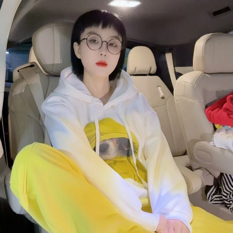 小狗印花加绒长袖秋冬季时尚气质设计师款秋款韩系卫衣