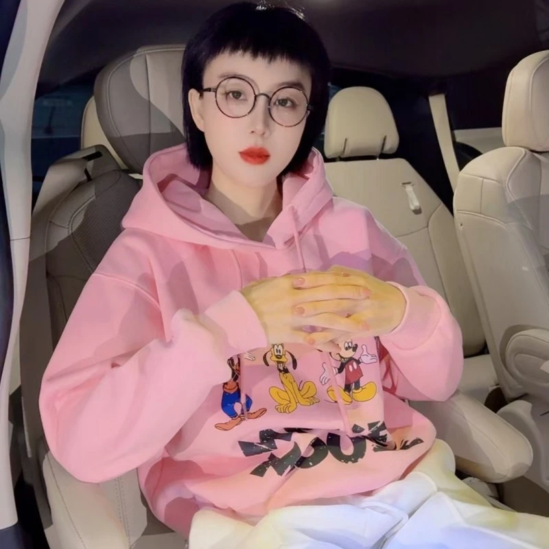 四卡通印花加绒长袖秋冬季时尚气质设计师款秋款韩系卫衣