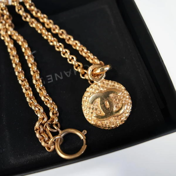 Chanel 中古素金吊坠项链