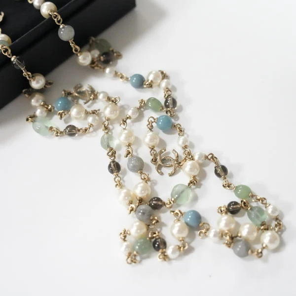 CHANEL彩宝珍珠项链细长链