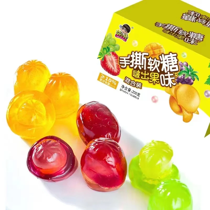 萌小帅可剥皮软糖夹心爆浆QQ剥剥糖草莓芒果葡萄青提水果味混合装