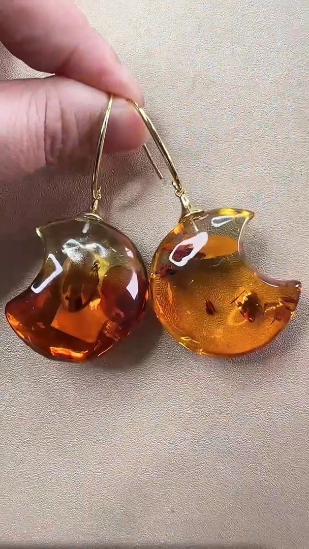 【闪购商品】琥珀耳饰未镶嵌耳环