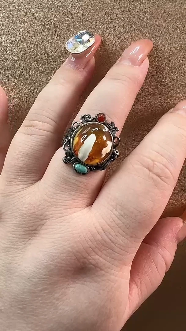 【闪购商品】琥珀戒指未镶嵌戒指