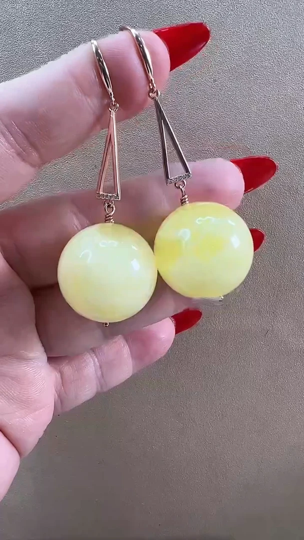 【闪购商品】琥珀耳饰银S925镶嵌耳环