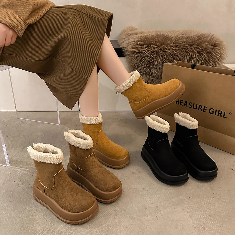 2024新款冬季加厚保暖雪地靴女防水韩版秋冬短筒加绒棉鞋