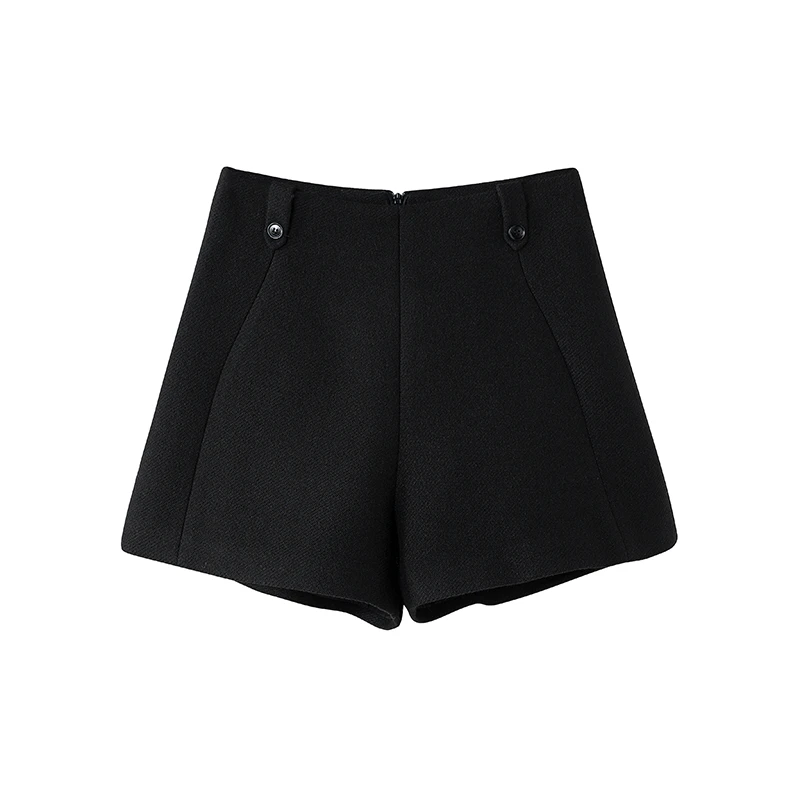 【高腰显瘦】秋冬新款设计感百搭厚料显瘦高腰呢子短裤女C806