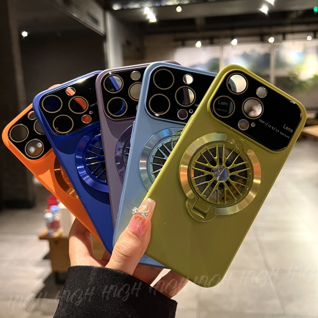 新款苹果15promax个性旋转螺旋支架iPhone13大视窗多功能手机壳14