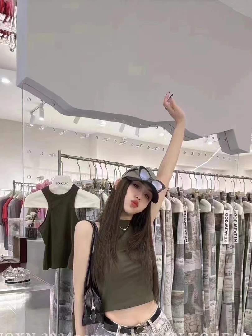 夏季时尚韩版百搭休闲显瘦修身纯色女背心打底