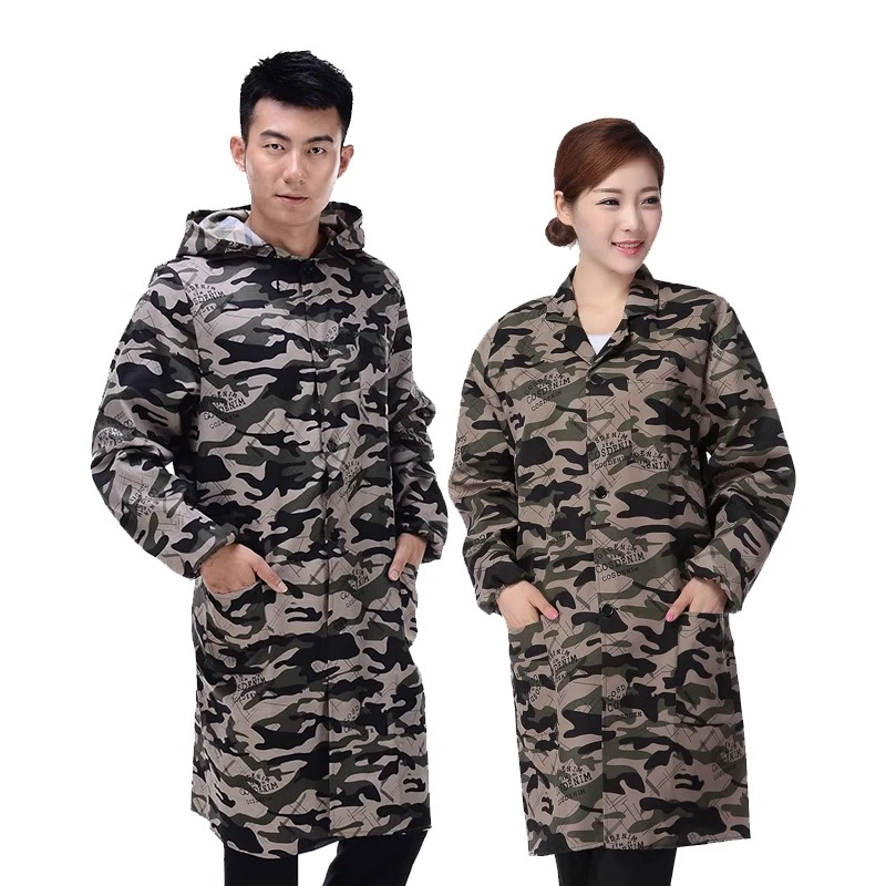 【防污防脏】蓝大褂迷彩工作服长袖劳保服耐磨仓库搬运工厨房罩衣