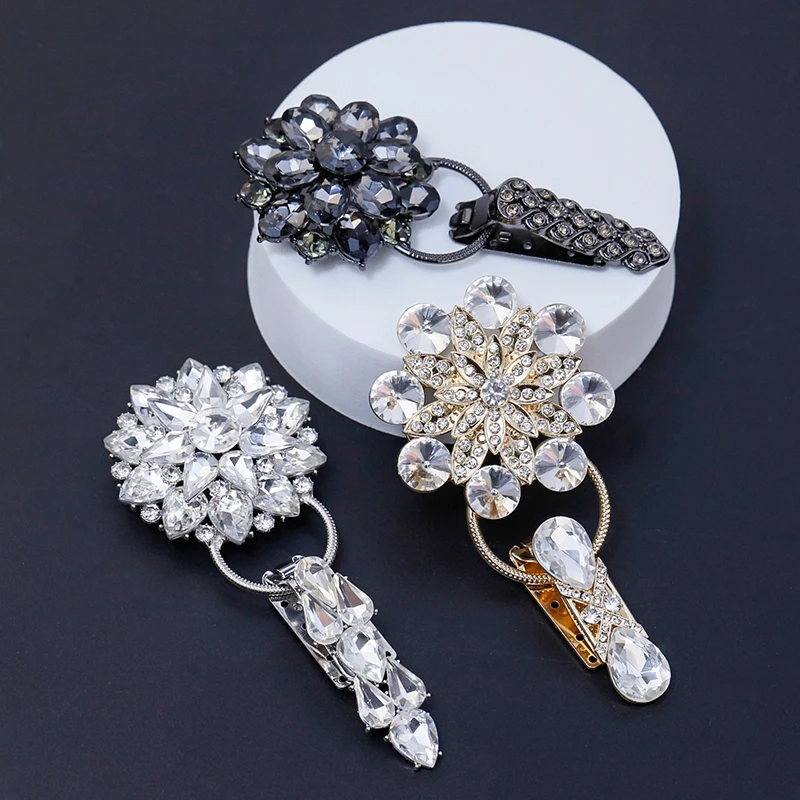 貂皮大衣水钻领扣水貂鸭嘴扣搭扣皮草装饰对扣金属纽扣扣子装饰女