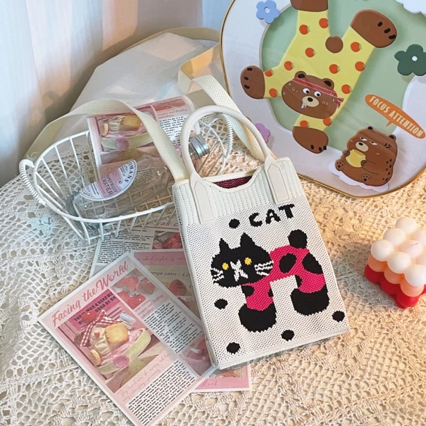 针织手机包手拎小清新韩版百搭针织包小众单肩小挎包夏天斜挎小包