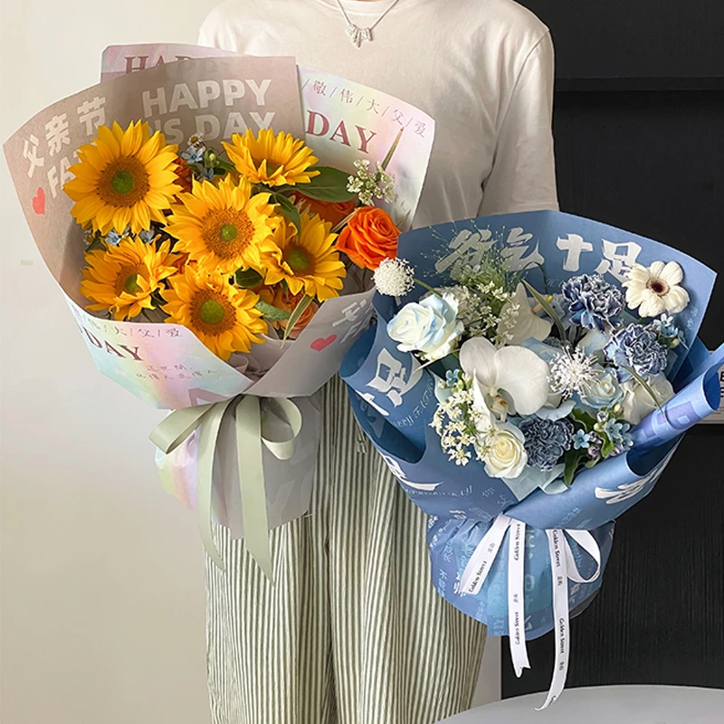 父亲节爸气十足防水鲜花花束包装纸手工DIY包花纸花店用品资材
