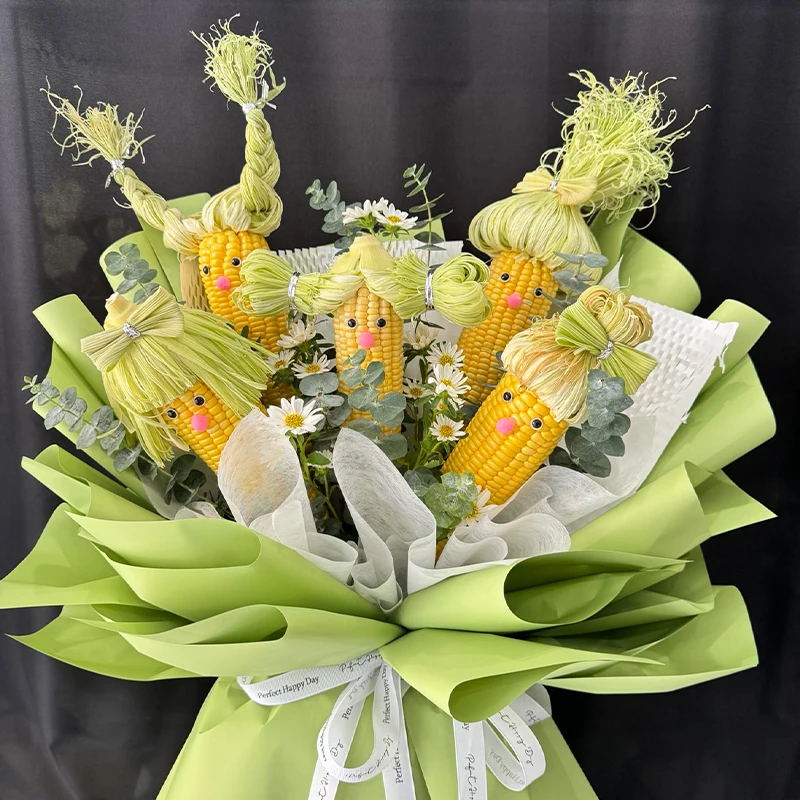 玉米花束装饰鼻子眼睛配件小狗花束配件创意花束手工DIY材料包