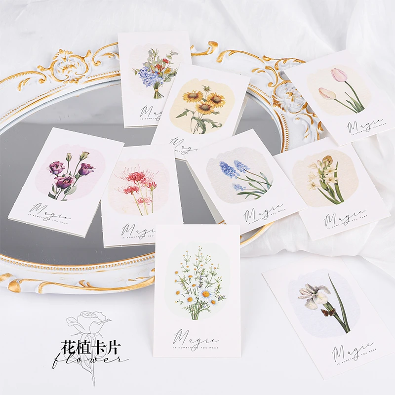 强锅锅花艺资材鲜花花束卡片吊牌花卉系列油画风卡片花艺包装