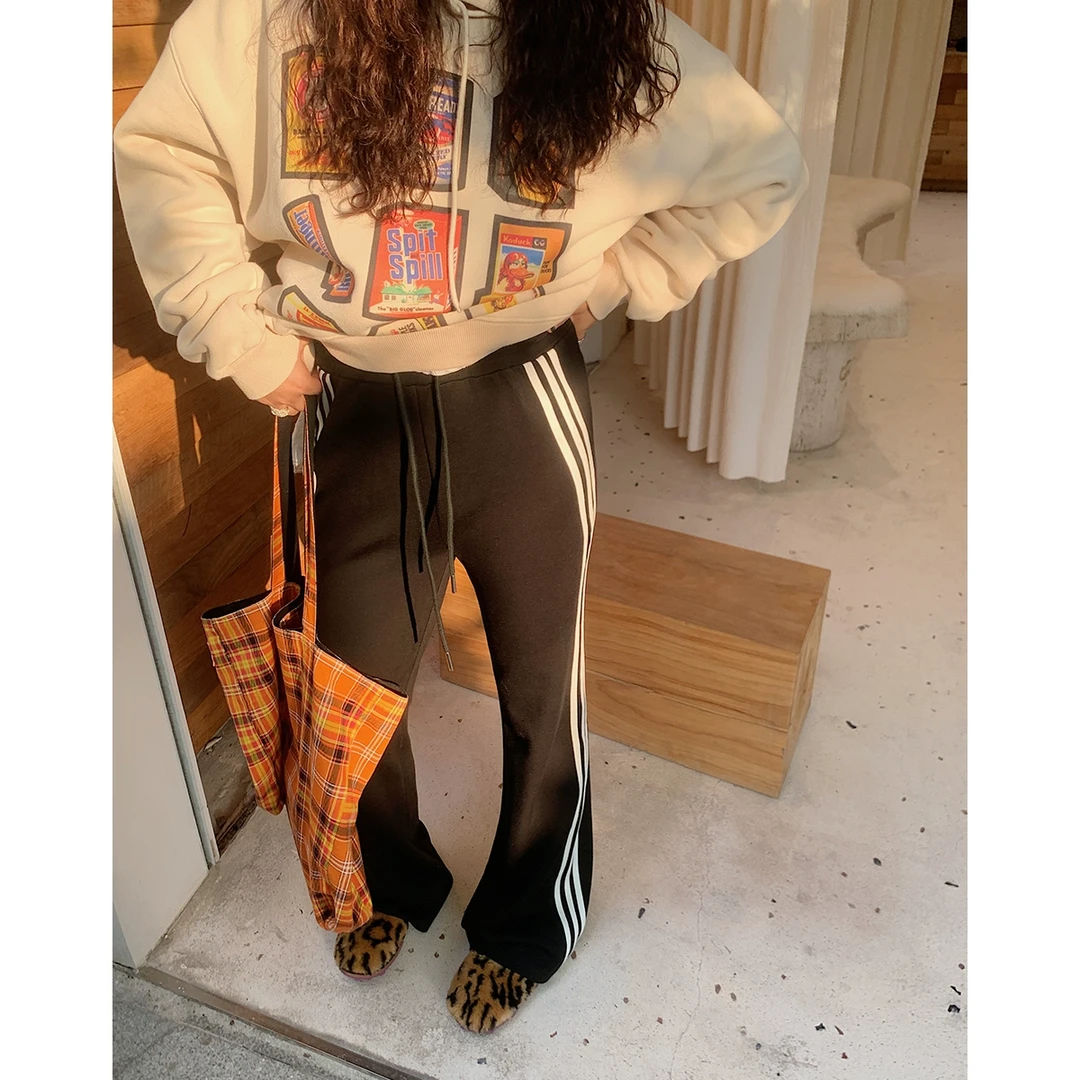 Dazi金大支 漫感长腿裤 侧条纹微喇叭长裤1210/0544