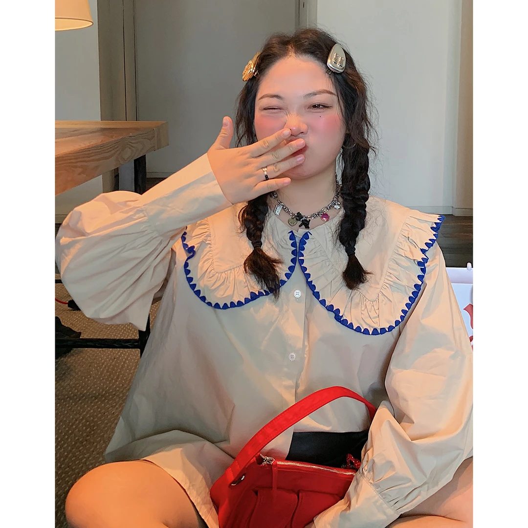 Dazi金大支  小憩 撞色娃娃领衬衫0906/0353