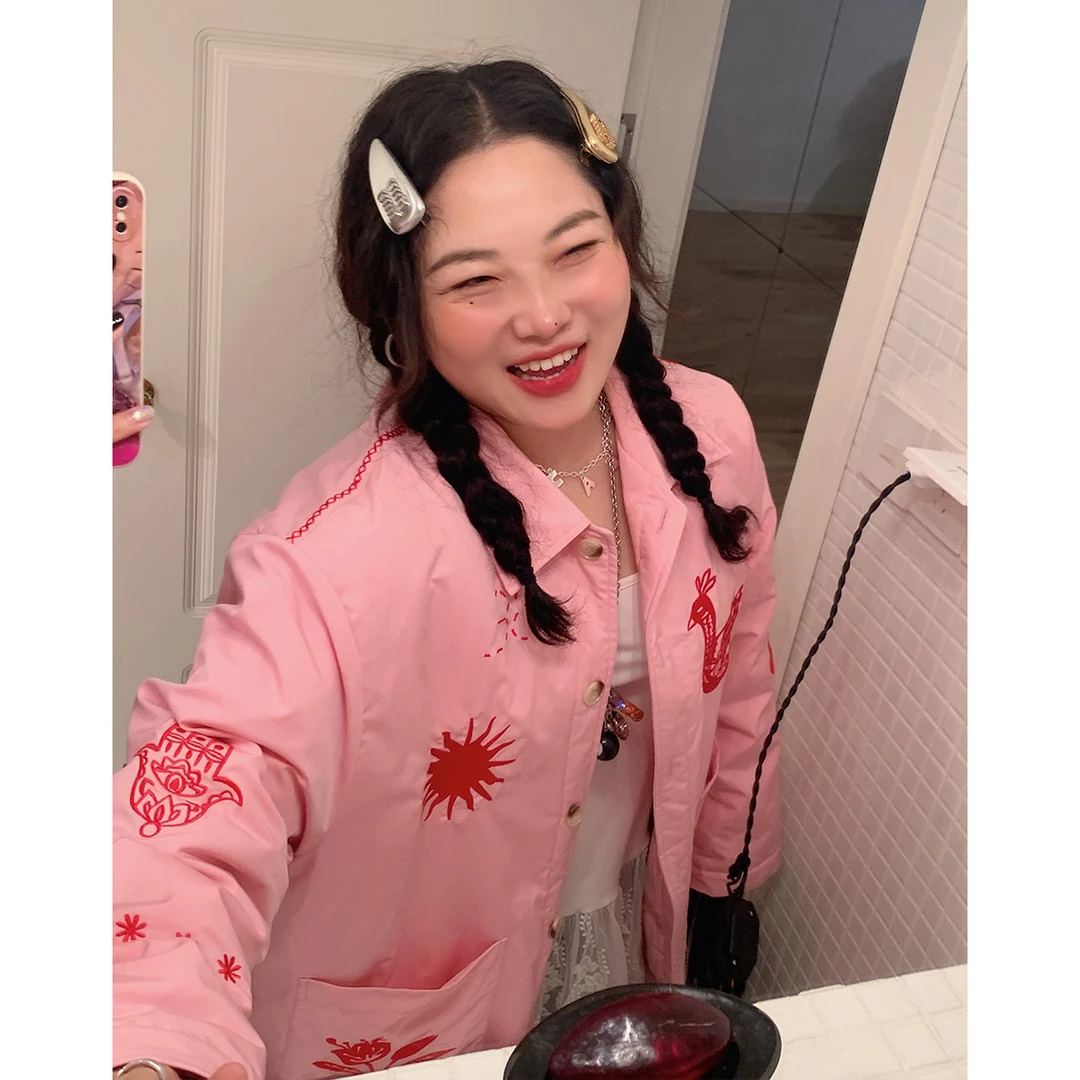 Dazi金大支 玛德琳少女 刺绣粉色羽绒服女外套0630/0416