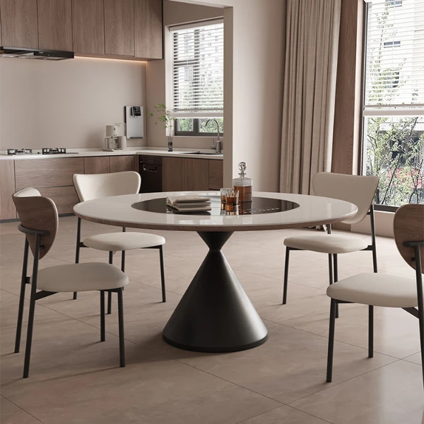 晚森高端岩板餐桌椅组合现代家用小户型北欧全实木长方形吃饭桌子