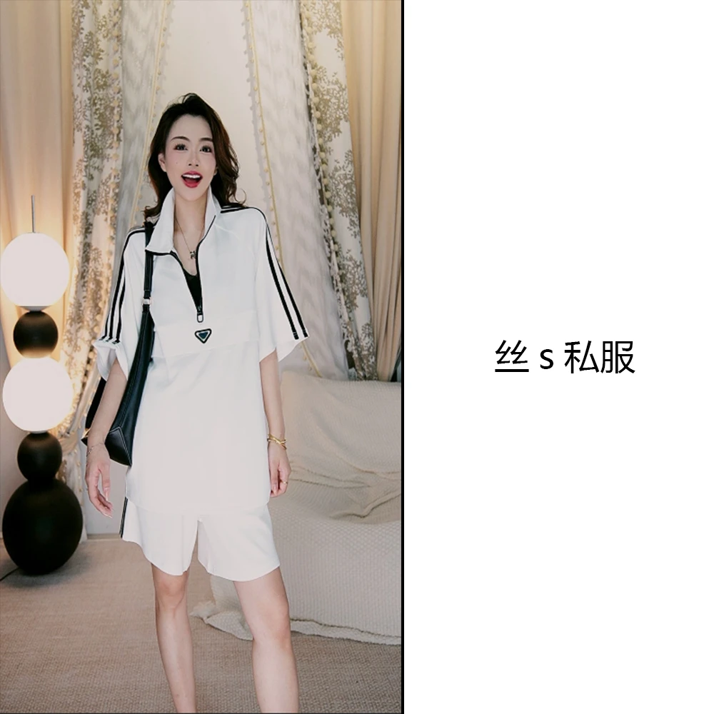 丝s私服【 潮流前线】短袖显瘦时尚休闲夏季宽松拼接减龄套装D24624